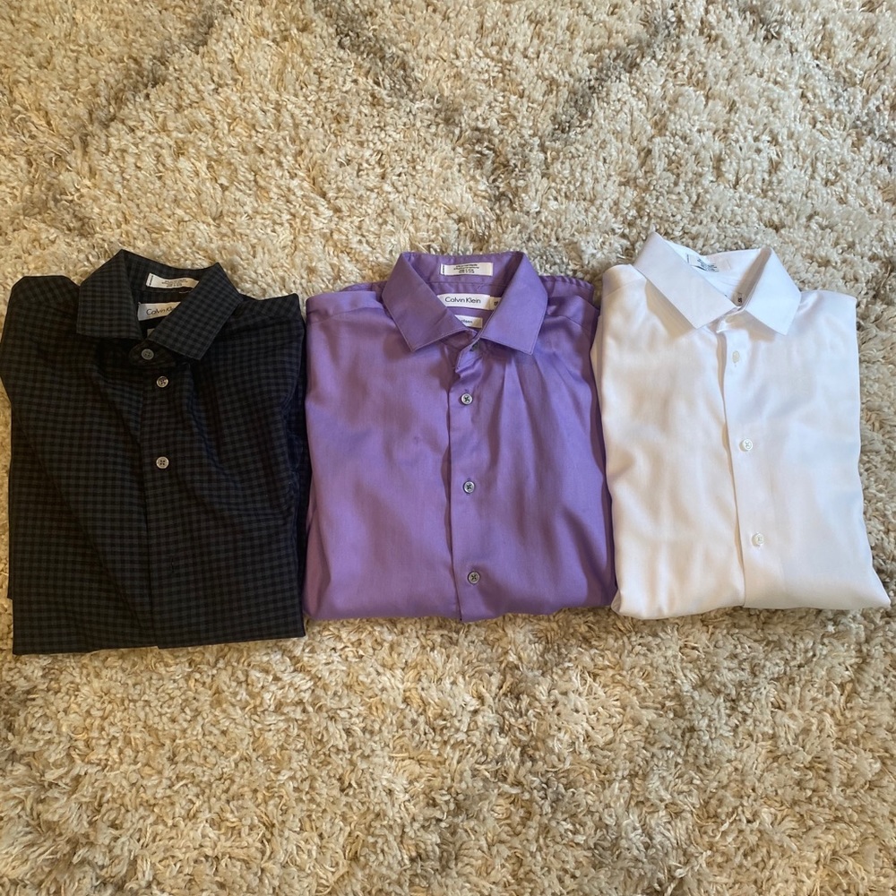 3 Calvin Klein button done dress shirts
